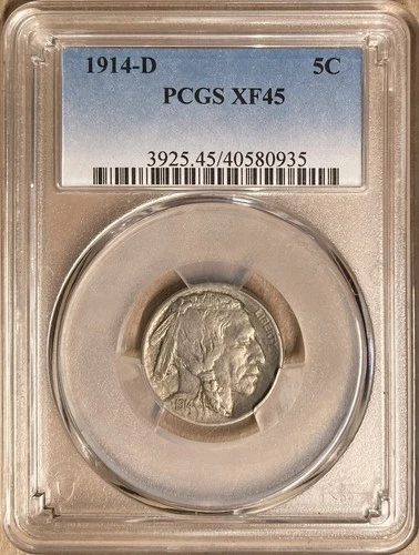 1914-D PCGS XF45 Buffalo Nickel 5c - Denver Mint
