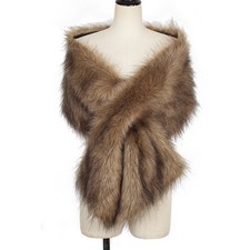 Elegant Winter Shawl Artificial Fur Warm Double Sided Plush Evening Dress Wrap