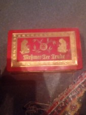 Alte große rote rechteckige Meßmer-Tee Truhe Blechdose, vintage, gebraucht