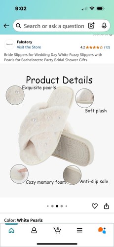 Fuzzy Ivory Off White Bridal Slippers Size 9.5/10.5 Getting Ready Slippers Wed - Picture 2 of 3