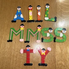 Wooden SEVI SMILING CLOWN LETTER Choice: A I (yellow or orange) M M S S T 