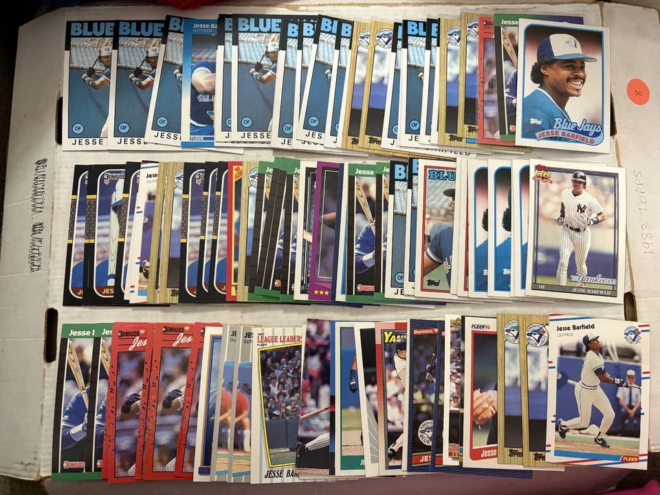 Lote de cartões de beisebol (375) Jesse Barfield MLB base coleção Toronto Blue Jays - Imagem 3 de 4
