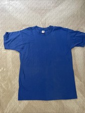Vintage Fruit Of The Loom Single Stitch Blank T-Shirt Size XL Blue Made In USA