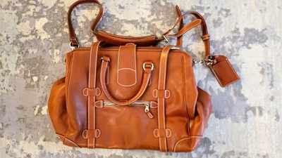 Mulholland Brothers Leather Gladstone Doctor Travel Duffle Bag 19'' Brown Strap