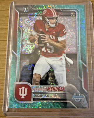 2025 Bowman University Chrome Fernando Mendoza 1st Aqua Refractor /325 RC #109