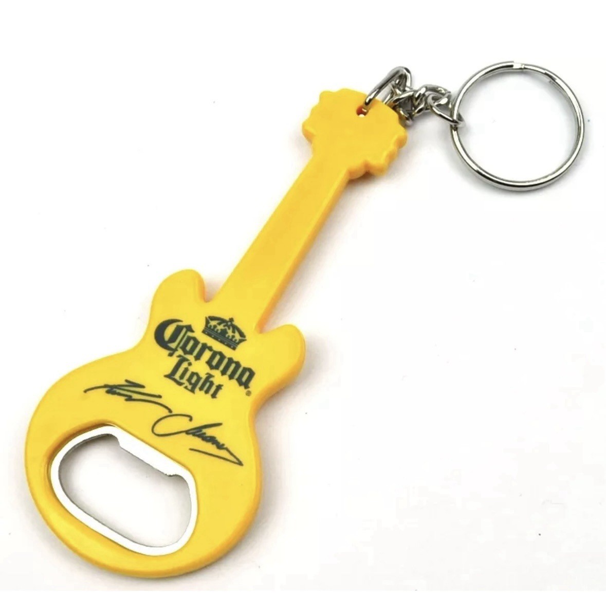 Corona Light Beer Kenny Chesney Promo Yellow Guitar Key Chain Bottle Opener New