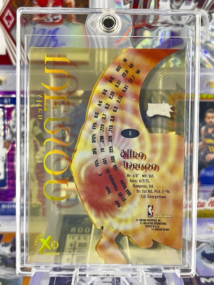 1999 Skybox Allen Iverson eX Yellow Clear Acetate SP - Image 2 of 3