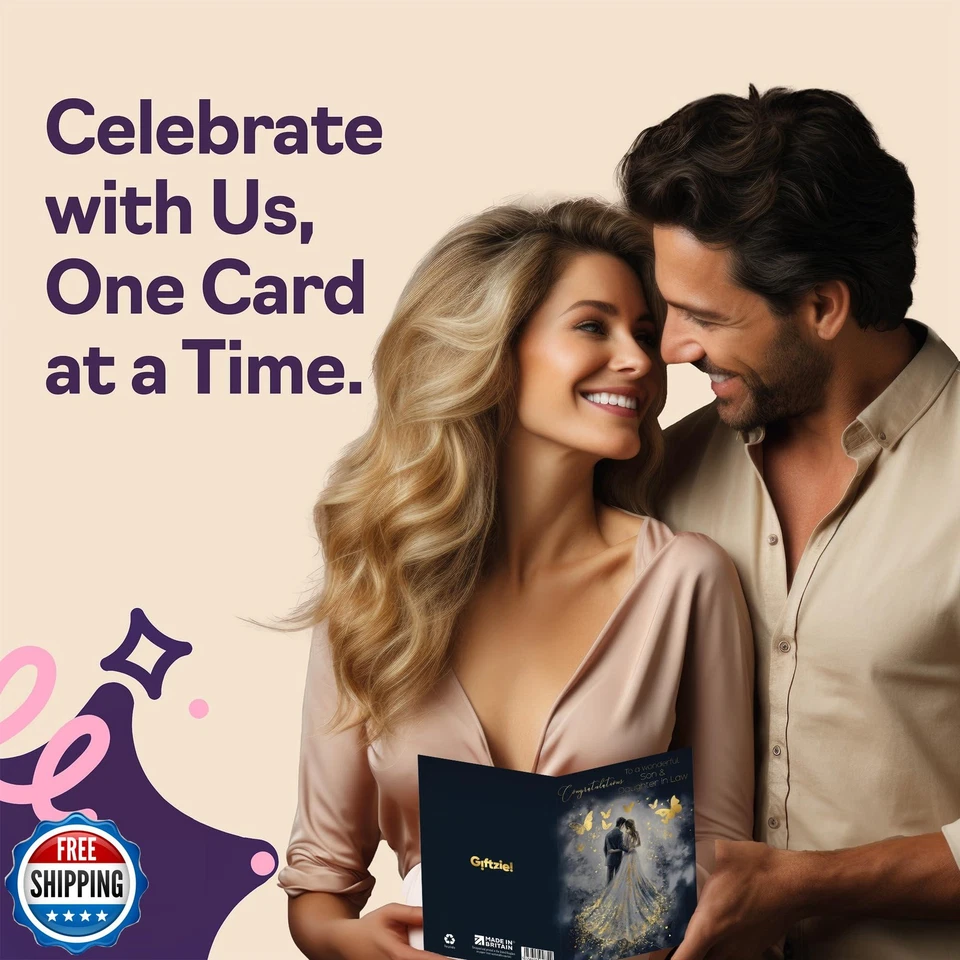 Son and Daughter in Law Wedding Card - Gold Butterflies Happy Couple - Golden - Image 4 of 4