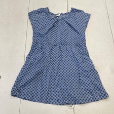 Mini Boden Dress Tunic Girls 7-8Y Blue Heart Print Cotton Pockets Short Sleeve