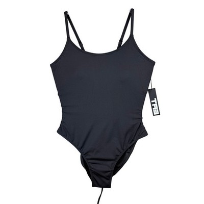 TA3 Lacey Black One Piece Swimsuit Lace-Up Corset Back Sculpting SMALL SHORT