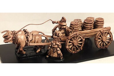15mm Fantasy Barrel Wagon with Bulls & Spoked Wheels (Small)