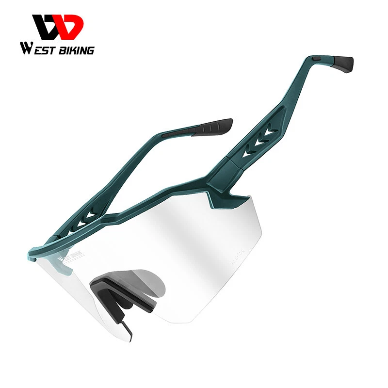 WEST BIKING Anti-Fog Photochromic Glasses Sunglasses Sports Bike Goggles Green - Image 2 of 4