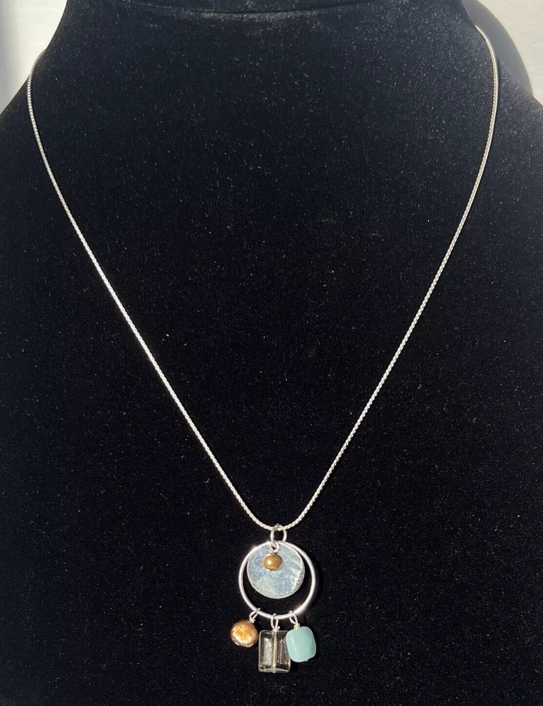 Circular Multicolor Dangle Pendant 925 Sterling S… - image 1