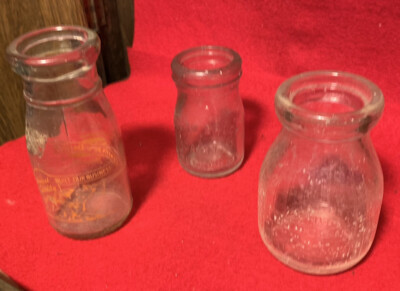 (3) MILK BOTTLES WAYNESBURG,PA SANITARY DAIRY CO PYRO + WILLOWBROOK MT VERNON NY