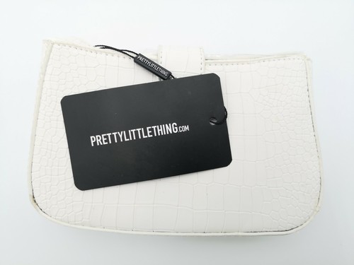 PRETTYLITTLETHING Women's White Croc Buckle Front Shoulder Bag New With Tags - Picture 5 of 8