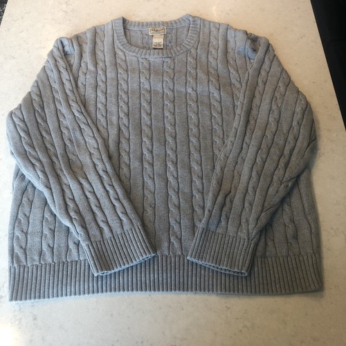 Cotton Cable Knit Sweater XL REG Gray 