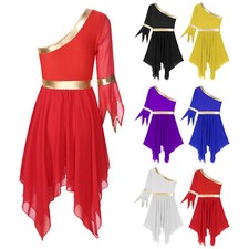 Women's Dance Dresses Ballet Dancing Costume Flare Sleeve Dress Gym Clothing