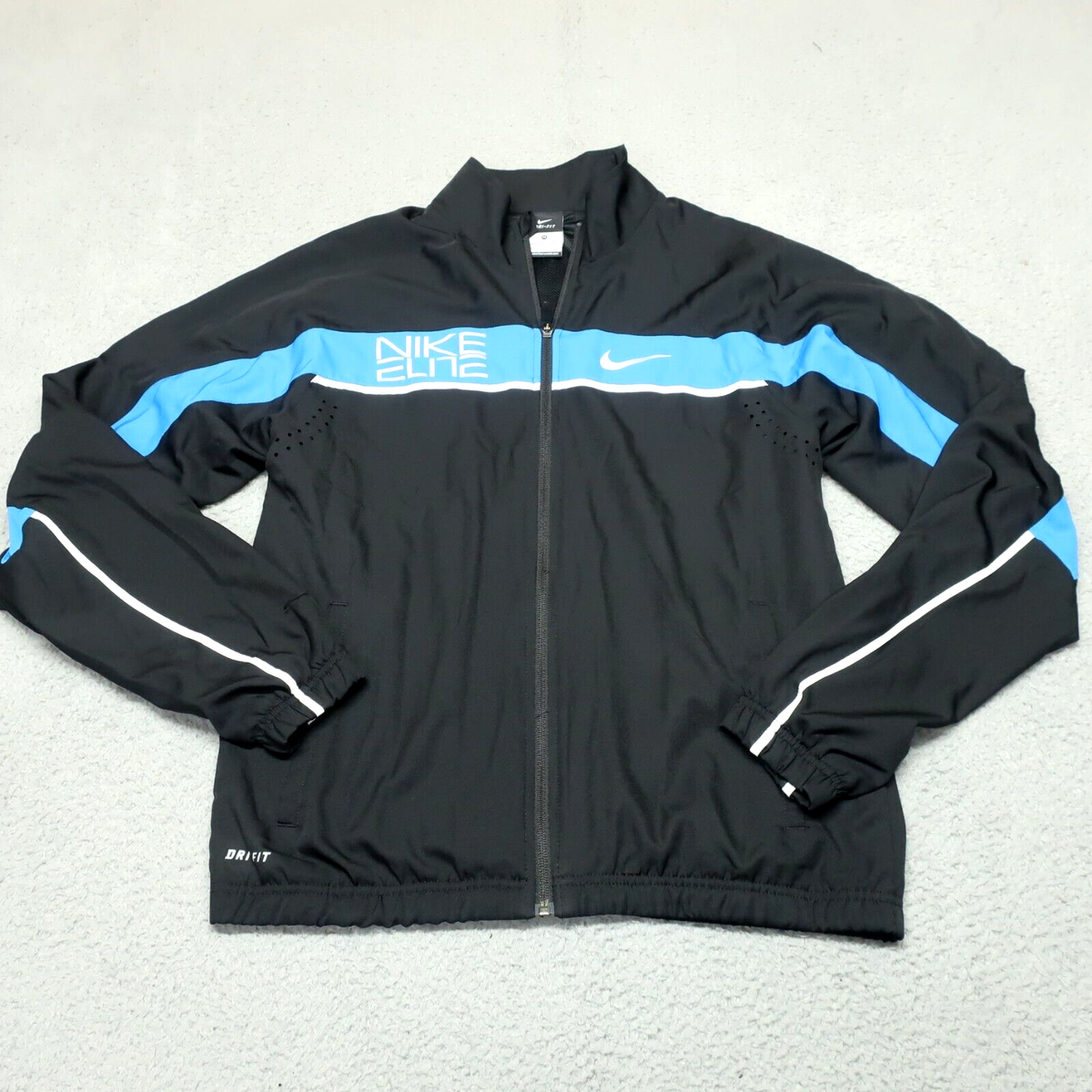 Nike Elite Track Jacket Men Medium 42x26 Black Mesh Dri Fit