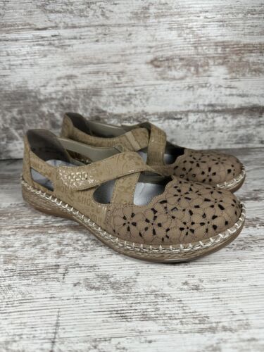 Appartement femme Rieker Daisy cuir beige Mary Jane taille 38 EUR/US 7 - Photo 1/9