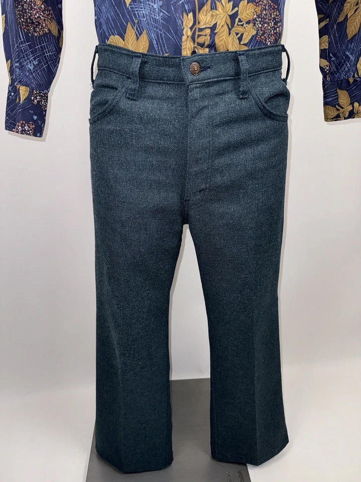 Vintage Levis Pants Polyester Levi's Disco Boogie Nights Blue Mens 36 26 1970s - Image 3 of 4