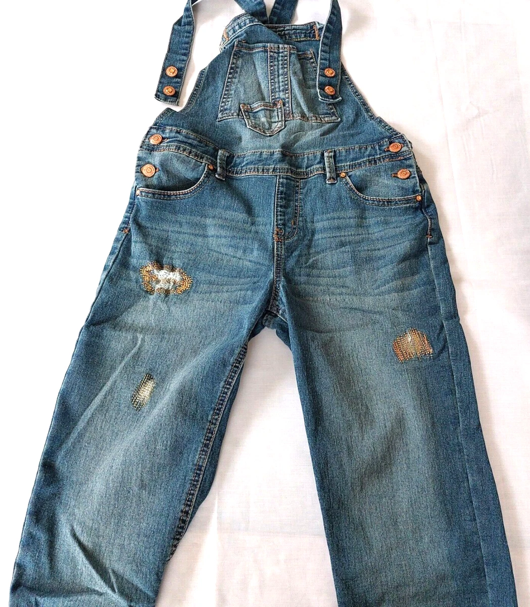 Vintage Jordache Overalls Bib Denim Jeans Pants Crop XL 14 16 Juniors Girls