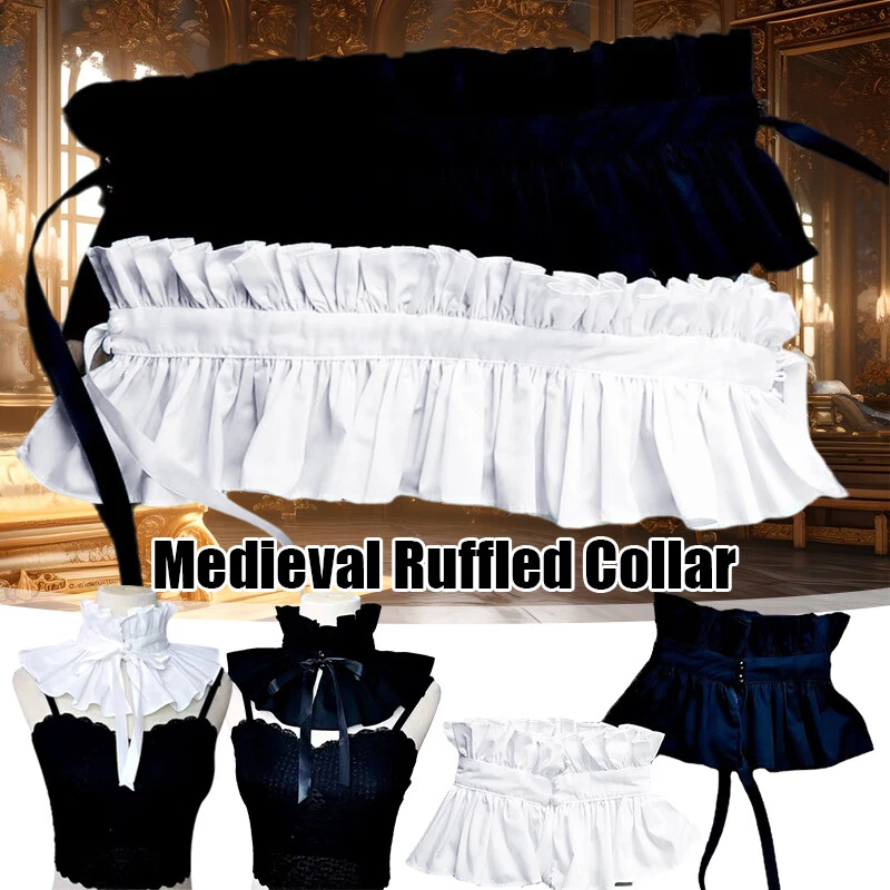 Elegante Blusa Cuello Victoriano con Volantes Dulces Niñas Cuello Solapa Mantón Solapa Foto 3 de 4