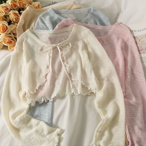 Long Sleeve Sunscreen Cardigan Thin Short Coat Casual Sun Protected Summer