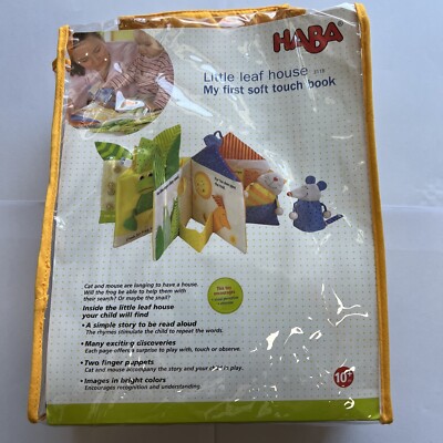 HABA Blätterhäuschen Stoffbuch mit 2 Fingerpüppchen Englisch Little leafe house