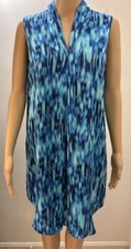 ELLEN TRACY EUC Women's Size 4 (Small) Dark/Light Blue Sleeveless Shift Dress
