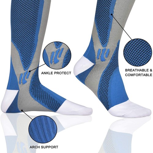 Compression Socks Knee High Stockings Leg Support Calf Sleeves Sports Men Women - Picture 34 of 50