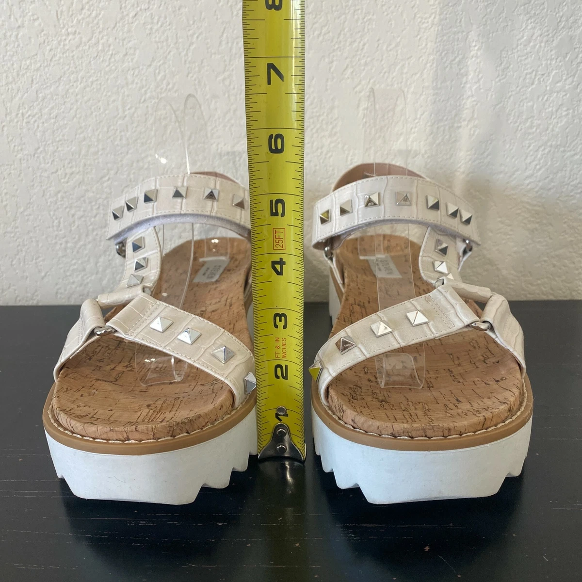 Steven by Steve Madden Womens Sandals size 8 White Cady Studded Platform