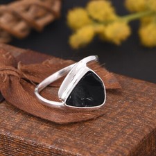 Natural Healing Gemstone Bypass Ring With Black Obsidian Healing Crystal Jewelry