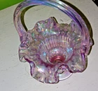 Fenton Mini Basket Empress Rose Iridized Glass Faberge Pattern 1999 Retired