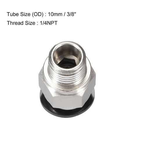 Straight Pneumatic Push to Quick Connect Fittings 1/4NPT x 10mm Silver Tone 2pcs - Picture 3 of 3