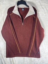 Kuhl Alfpaca Sweater Mens Small Burgundy Fleece 1/4 Zip Sherpa Collar Pullover.