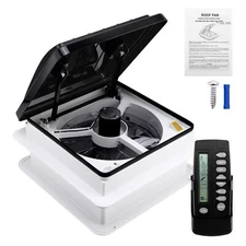 14" RV Roof Vent Fan with Rain Temperature Systems Stepless Speed Regulation 12V