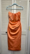 HOUSE OF CB 'Alora' Tangerine Strapless Corset Midi Dress/Size S