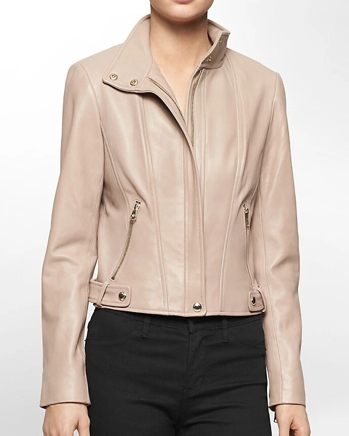 Calvin klein top leather jacket womens