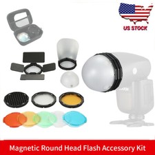 US Magnetic Round Head Flash Accessory Barn Door Color Filter Honeycomb Diffuser