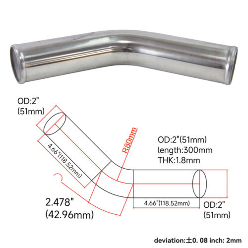 38/42/45/51/57/60/63/70/76/80mm OD 45-Grad-Aluminiumrohr für Turbo Motor - Bild 11 von 30