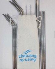 Reusable Stainless Steel Straws LOT of 25 12pks Straws Total With Carry Pouch