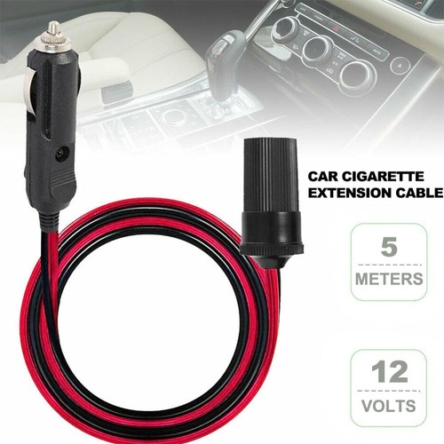 5M Car Cigar Lighter Plug 12V Extension Cable Adapter Socket Charger