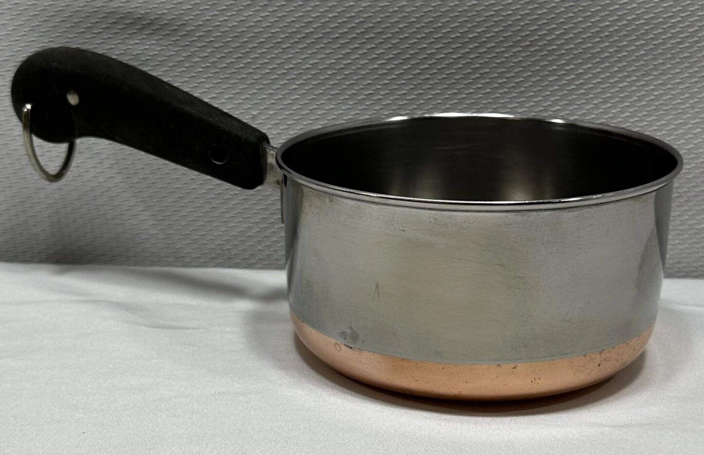 Revere Ware 1 Quart  1 Qt Copper Clad Sauce Pan Pot Pre 1968 Dbl Ring - Flaw
