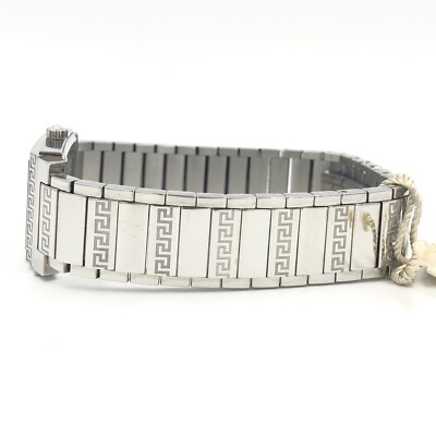 Versace Landmark Rectangle Black Dial Stainless Steel Ladies