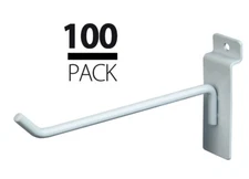 100 NEW Slatwall Metal Hook Bundle - 4", 6"  - 50 each - White