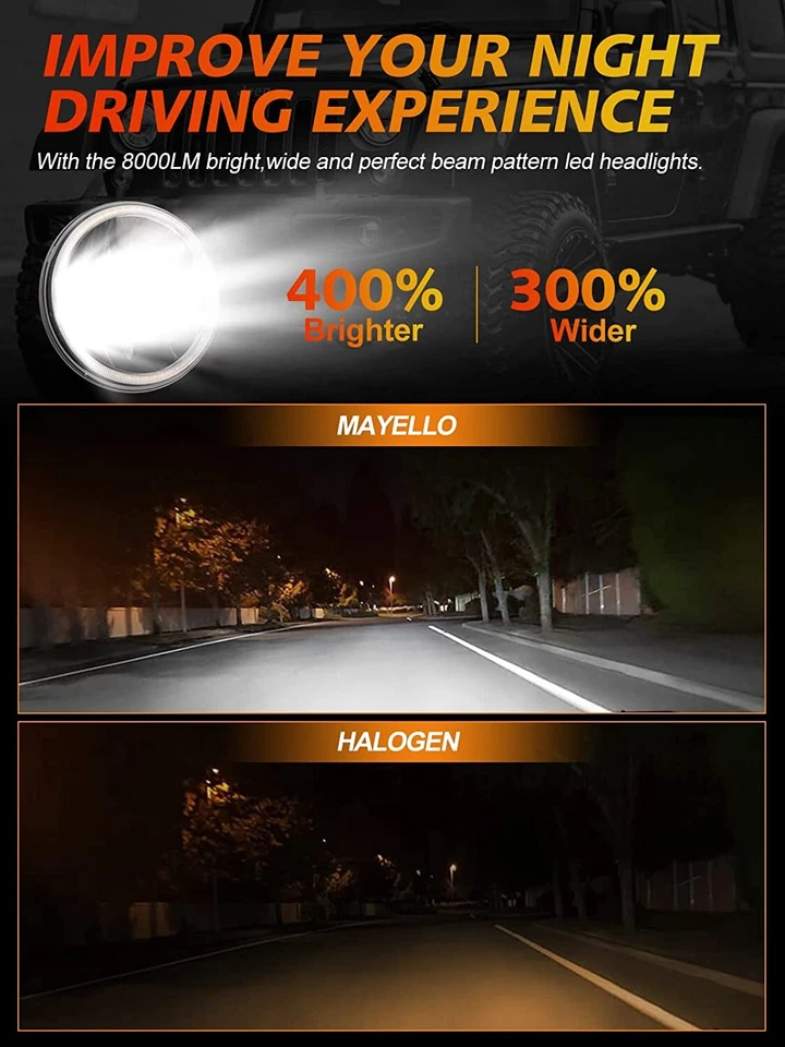 Par de faros LED redondos de 7 pulgadas haz alto/bajo aptos para camiones de volteo Mack Granite CV713 Foto 4 de 4