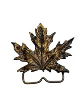 Vintage 1974 Bergamot Brass Works Realistic Maple Leaf belt Buckle