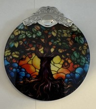 Suncatcher /Christmas ornament Tree Of Life Round Flat Stained Glass Style