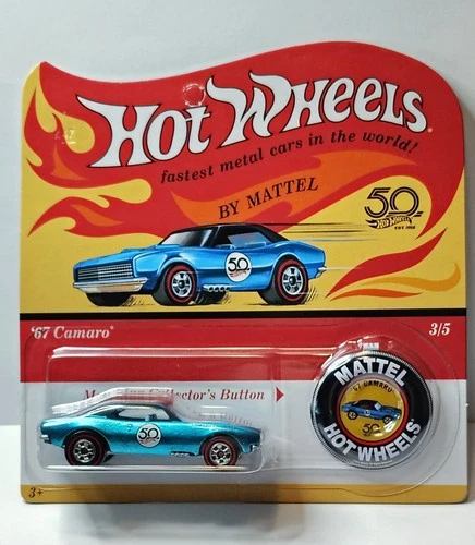 2018 Hot Wheels '67 Camaro 50th Anniversary Redline With Collector Button MOC #2