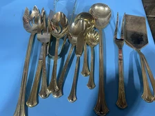 13 Pc Stainless Gold Serving Set